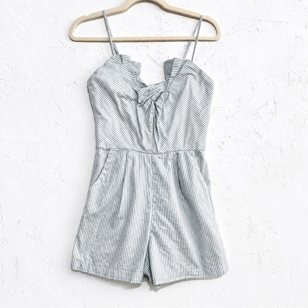 Threads 4 Thought Blue & White Striped Cotton Romper